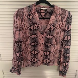 Topshop pink and black animal print blouse